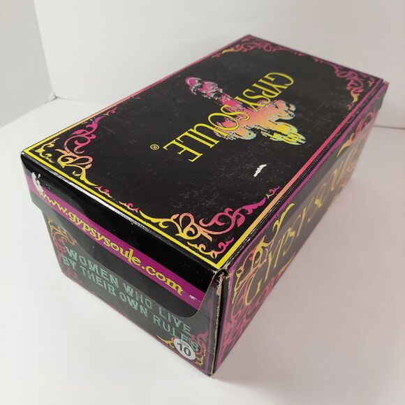 New Gypsy Soule Flip Flop Sandals Swarovski Crystals Sz 10 Brown Blue Aztec Box - Picture 14 of 16